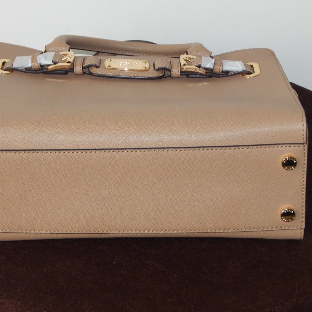 NWT MICHAEL KORS HAMILTON LEATHER EW KHAKI CHAIN SATCHEL CROSSBODY HANDBAG - Picture 8 of 8